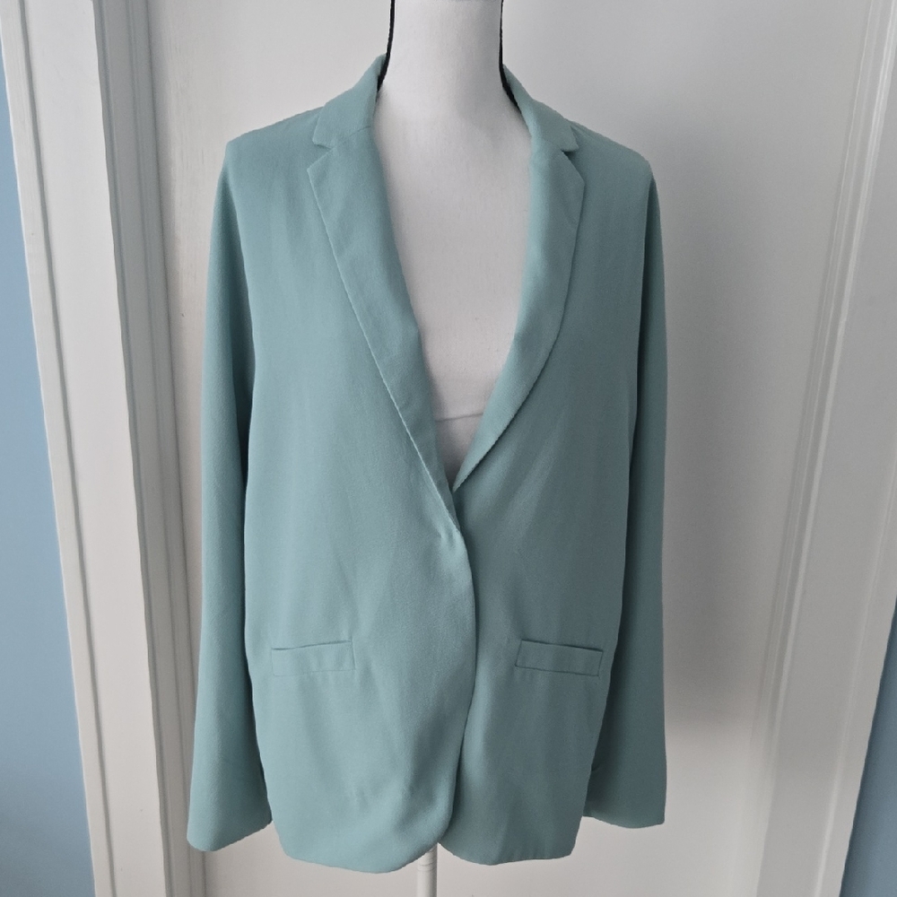 Lush Soft Blue oversized Drop Shoulders Women's Blazer L Y2k Jacket
